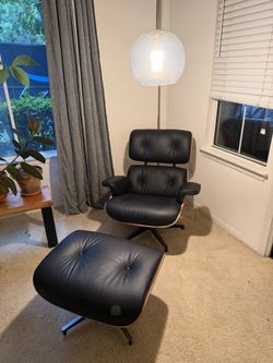 Eames-Style Lounge Chair & Ottoman – High-Quality Replica – Like New. $650 Or Best Offer 