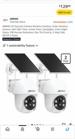 ANRAN 2K Security Camera Solar panel 2 cameras