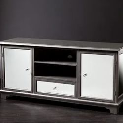 Silver Mirrored  Tv Media Stand  