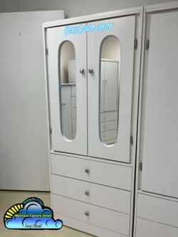 Tall white wardrobe with mirror ropero armoire Nuevo new
