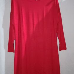 Azules Red Long Sleeve Tunic Dress Shirt Size S
