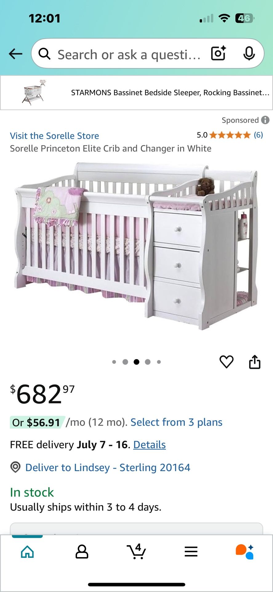 Sorelle Princeton Elite 4-in-1 Crib + Changing Table + Mattress + Toddler Rail + Bedding & Accessories β $375 OBO