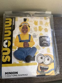 New Minions Infant Halloween Costume Jumpsuit Baby 2-Piece Size 3-6 months