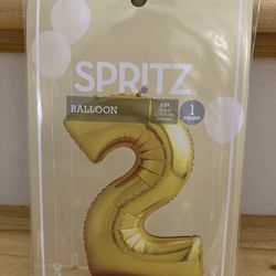 Brand New Giant Mylar Balloon Number '2' Gold - Spritz™