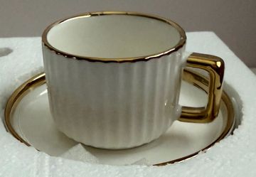 Espresso Cups Set of 4, 3oz Espresso Cups and Saucers