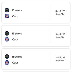 Cubs Vs Brewers  -  September 1-3
