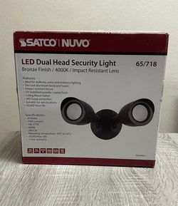 Satco 65/718, Dual-Head LED Security Flood Light, Bronze, 4000K