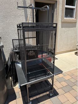 Large Wrought Iron Bird Cage with Play Top