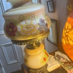 Pair of Antique Milk Colored Lamps