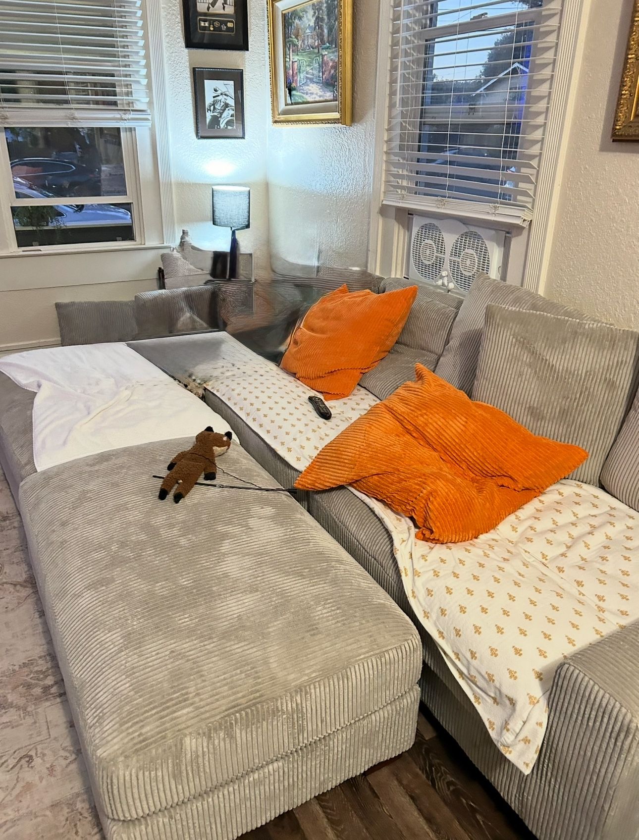 Loveseat with additional attachment to make large couch