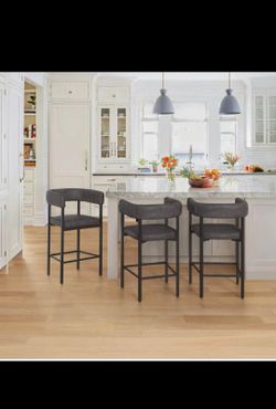 Faux Leather Dark Grey 26 Inch Barstools (Set of 3)