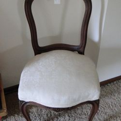 Vintage Balloon Back Chair With White Upholstered Seat