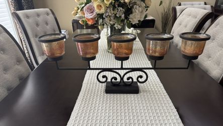 Brown Metal Candle Holder For 5 Candles