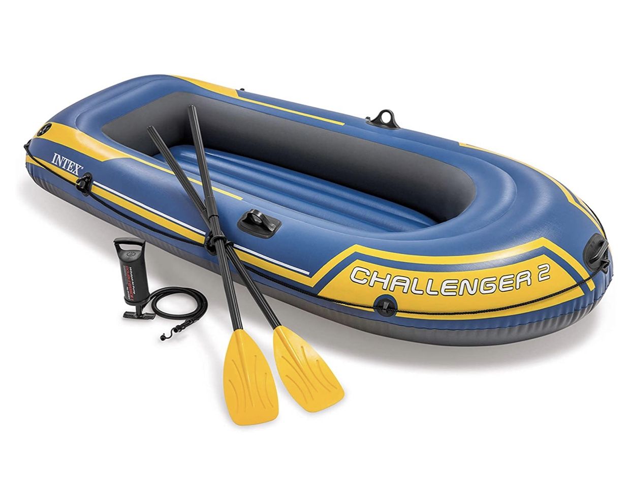 Intex Challenger 2 Inflatable 2 Person Floating Boat Raft Set w/ Oars & Air Pump