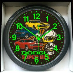Dodge Challenger Super Bee R/T Hemi Glow In The Dark Wall Clock New!