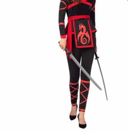 Women's Black and Red Ninja Costume size large