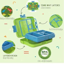 HiYZ Bento Lunch Box for Kids with 5 Compartments, Leak-proof, Ideal Portion Sizes Toddler Lunch Box for Daycare aged 3-7 years, Durable, Drop-Proof, 