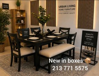 Stunning 6-pc dining table set black finish