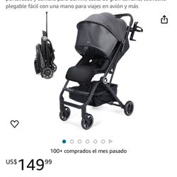 Lightweight Baby Stroller, Compact Travel Stroller With Cup Holder & Sleep Shade, Oversize Basket, One Hand Easy Foldable Stroller For Airplane Travel