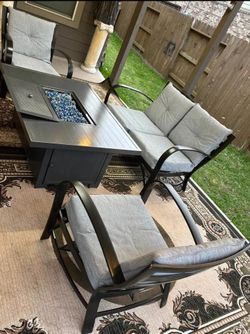 -Piece Patio Conversation Set with Gas Fire Pit Table 🔥