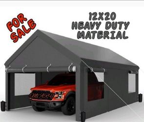 12x20ft Heavy Duty Carport with Removable Sidewalls & Doors Portable Car Garage for Backyand and Outdoor Camping