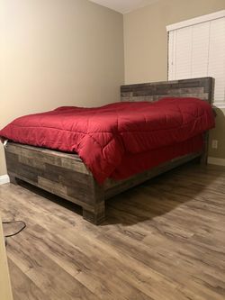 Queen size bed frame with mattress