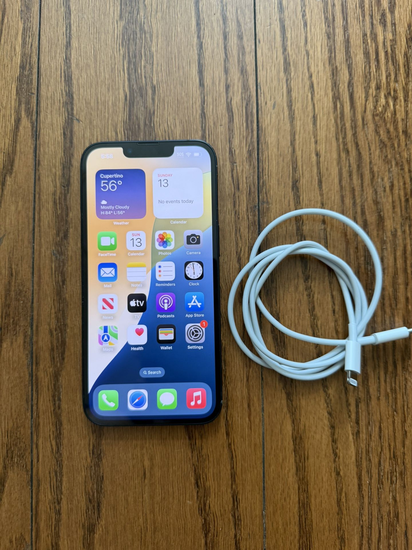 iPhone 13 T-Mobile 128GB/Blue/Fully functional/charging cable