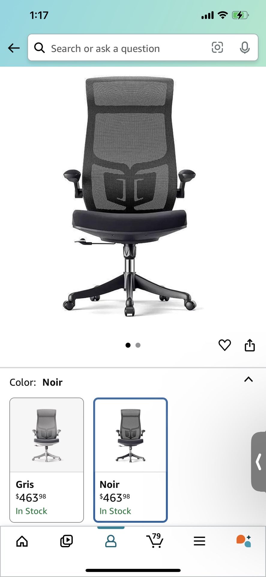 Ergonomic Office Chair, FlipUp Arms, Tilt Function, Lumbar Support