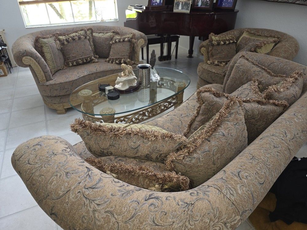 Couches Couch Love Seat Set And Cocktail Table Pillows Barely Used