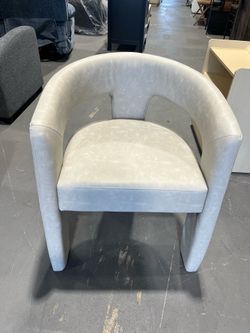 New - Faux Leather Barrel Dining Chair with Open-Back