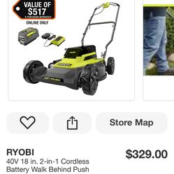 RYOBI 40V 18 in. 2-in-1 Cordless Battery Walk Behind Push Lawn Mower with 6.0 Ah Battery and Charger