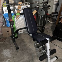 Weight Bench With Rack And 1 Curl Bar
