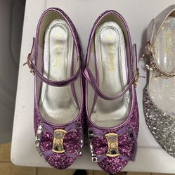 Girls Purple And Silver Glitter Dress Shoes 