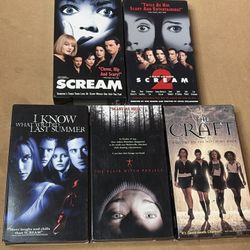 Horror VHS Lot of 5 Vintage Movies Scream Blair Witch The Craft 