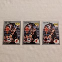 Lot of 3 Glen Rice 1990 NBA Hoops Rookie Cards Excellent Condition