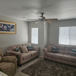 Cozy Neutral Living Room Set – Sofa, Loveseat + Recliner