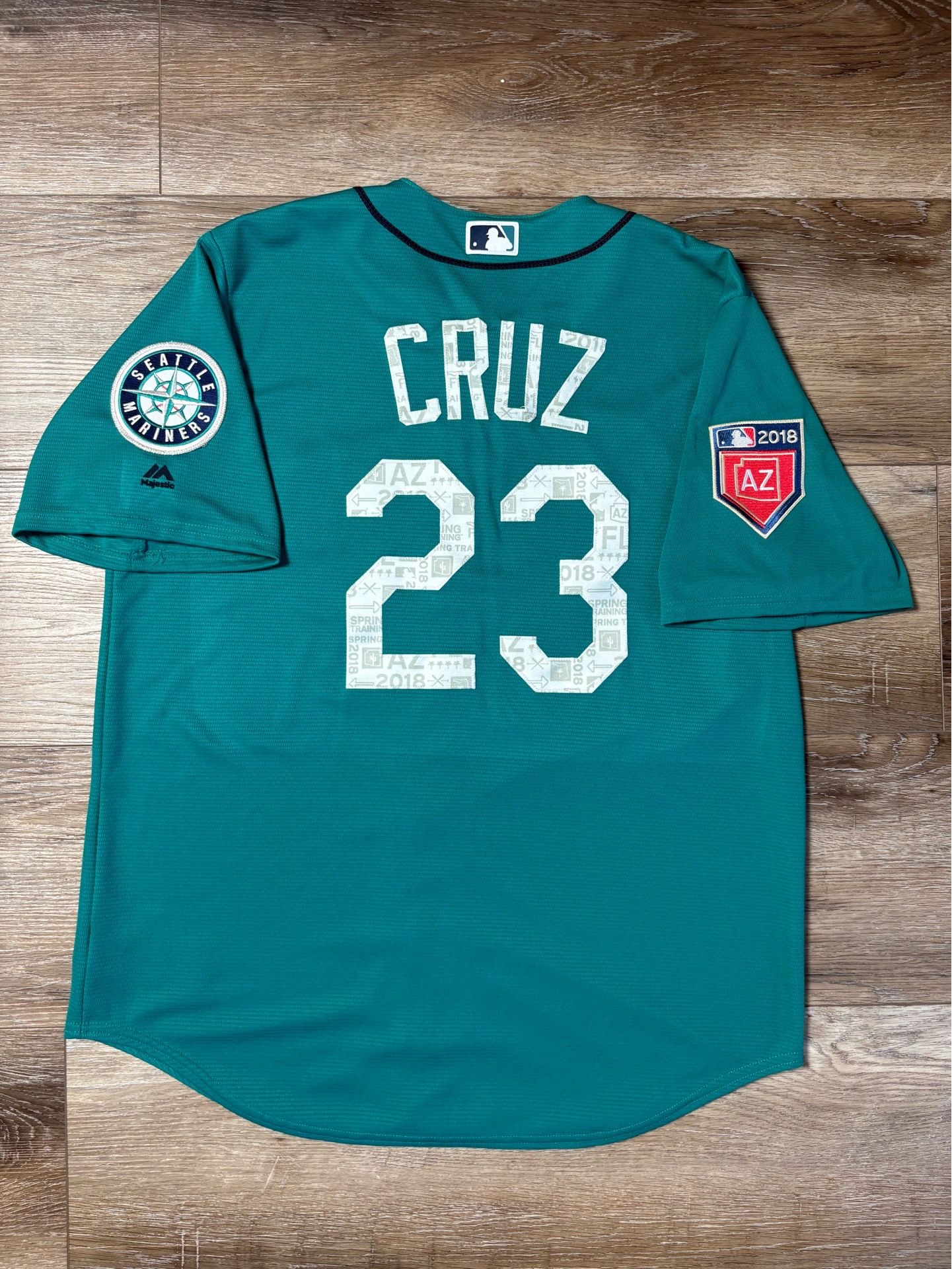 *RARE* Seattle Mariners Nelson Cruz Team Issued 2018 Spring Training Green Jersey Size Large