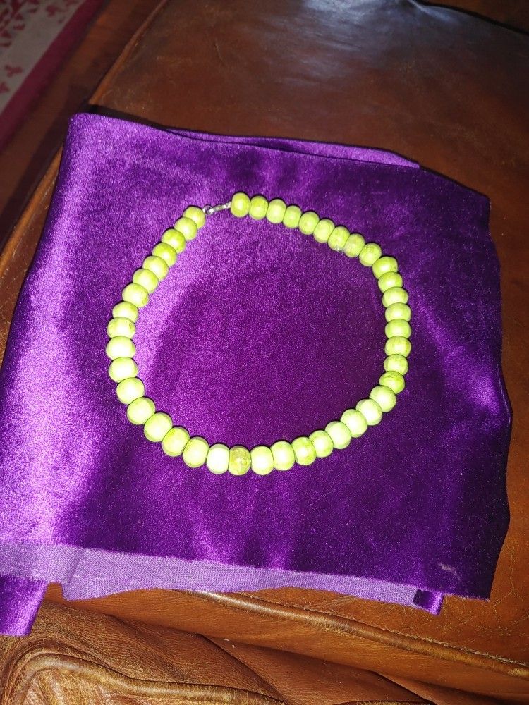 Beaded Choker, Bright Green Beads