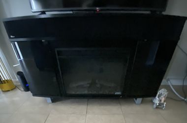 Black Bluetooth Fireplace Tv Stand Fits Up To 70' Tv