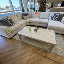 Light Beige Sectional W/ Pillows