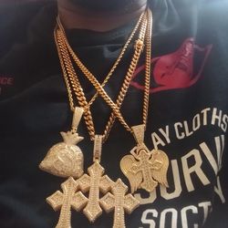 Stainless Steel Cuban Link Chains With Pendants For Sale 80 Each