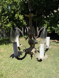 Brass chandelier, light fixture