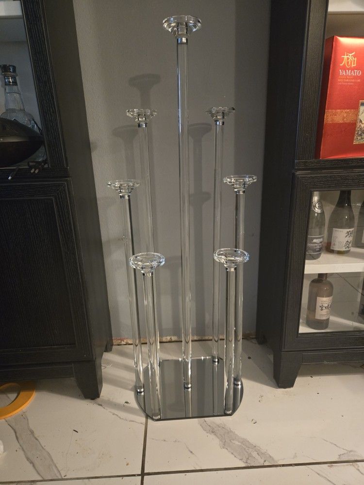 Crystal Glass 7 Arm Candelabra Table Candle Holder Lot