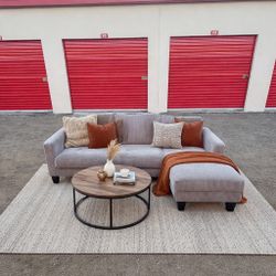 Modern Gray Couch with Ottoman – $320 (Delivery Available)