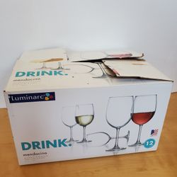 Luminarc 12 Ounce Mendocino Wine Glasses, 12 Count