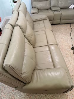 Leather reclining sofa
