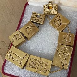 Pulsera Gold Filled Eslabón Cuadrado Joyería Antigua 