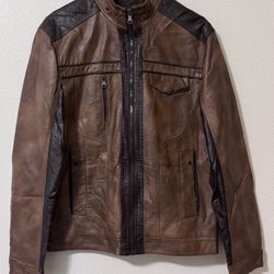 INC International Concepts Men’s Leather Jacket Bomber Style Medium