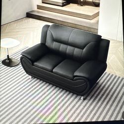 Michael Modern Faux Leather Apholdtered Living Room Loveseat