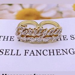Custom Name ring Double Color Name Plate Gift 🎁 For Her